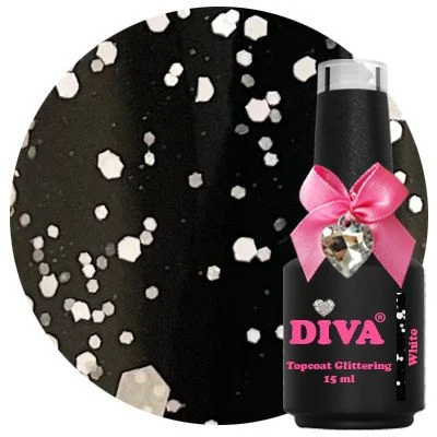 Diva Topcoat Glittering White No wipe 15ml