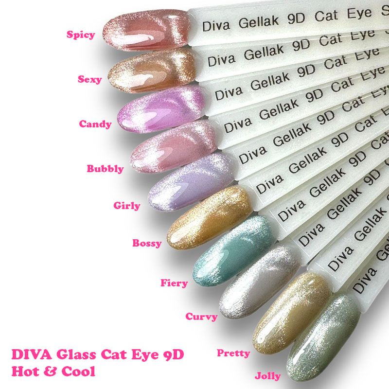 Diva Glass Cat Eye 9D Hot Cool op tips