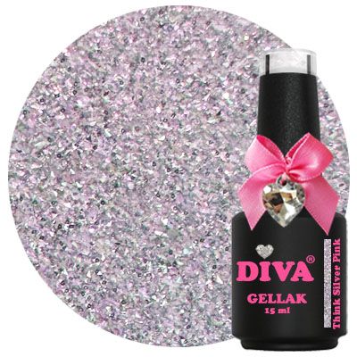 diva think glitter glass silver pink